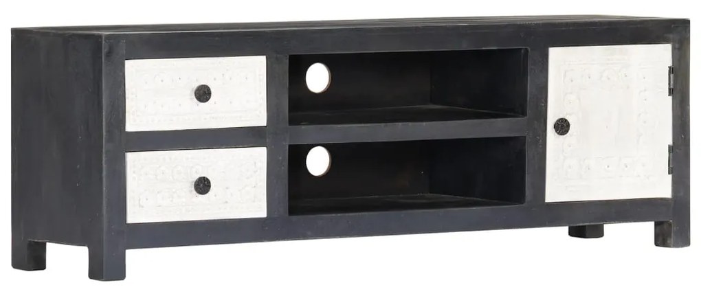 Móvel TV esculpido à mão 120x30x40 cm mangueira cinzento/branco