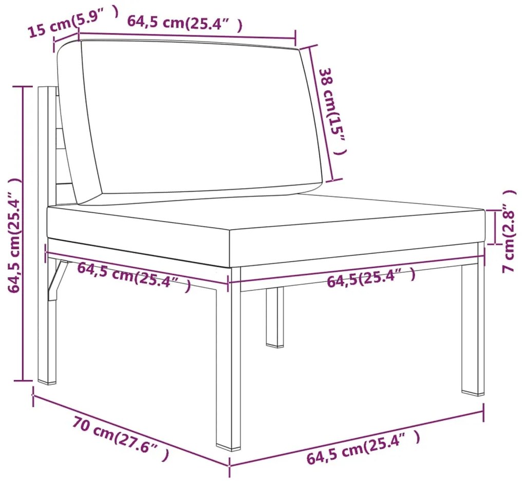 4 pcs conjunto lounge jardim com almofadões alumínio antracite