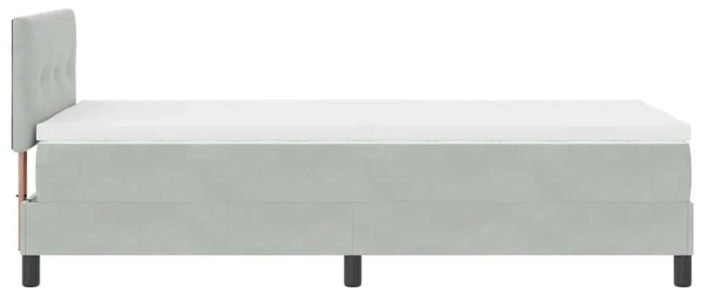 Cama Box Spring com Colchão Cinza Claro Solteiro Veludo