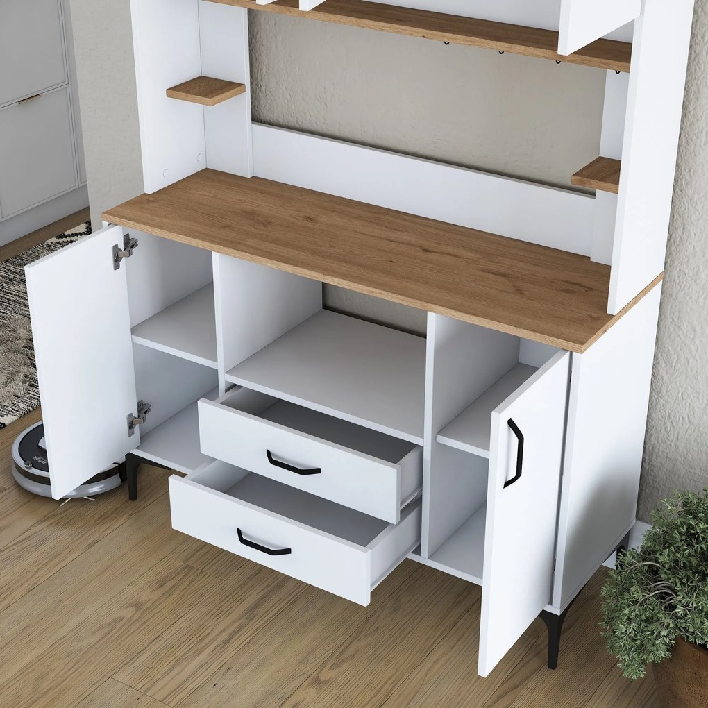 Armário Multiusos JE168 – Branco Nogueira – 120x184,2x40 cm