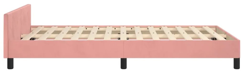 Estrutura de cama com colchão 120x190 cm veludo rosa