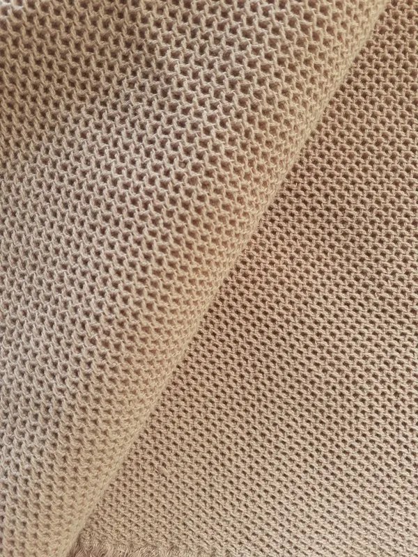 130x170 Manta decorativa 100% algodão stone wash: Bege