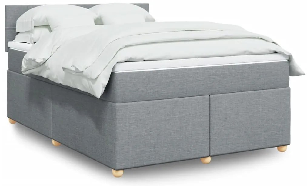 vidaXL Cama com molas/colchão 160x200 cm tecido cinzento-claro