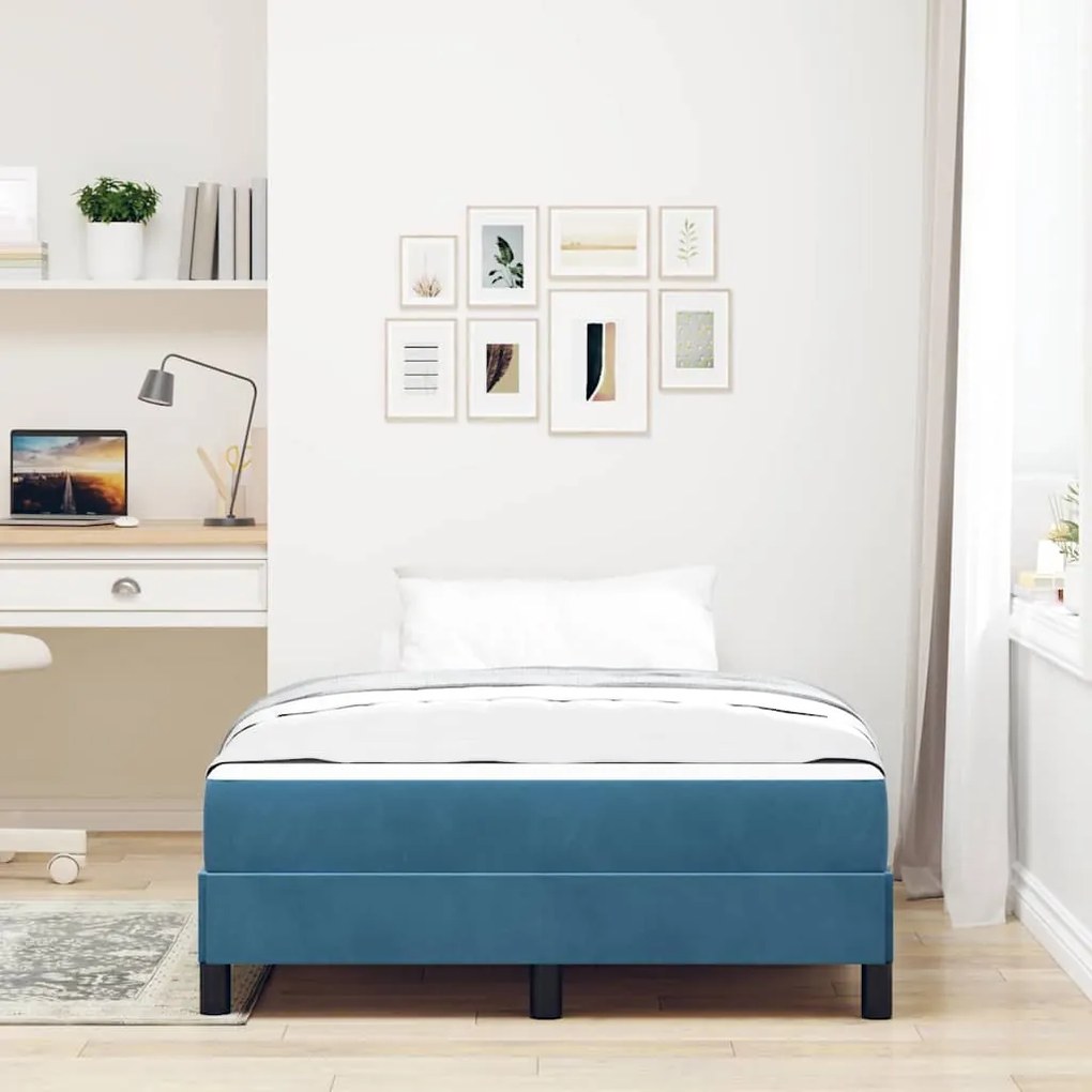 Cama box spring com colchão Azul Escuro 120 x 200 cm Veludo