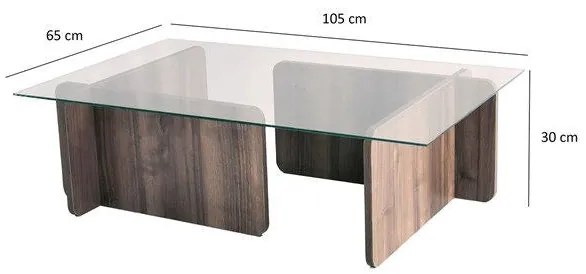 Mesa de Café Escape - Cor Nogueira - 105cm x 30cm x 65cm