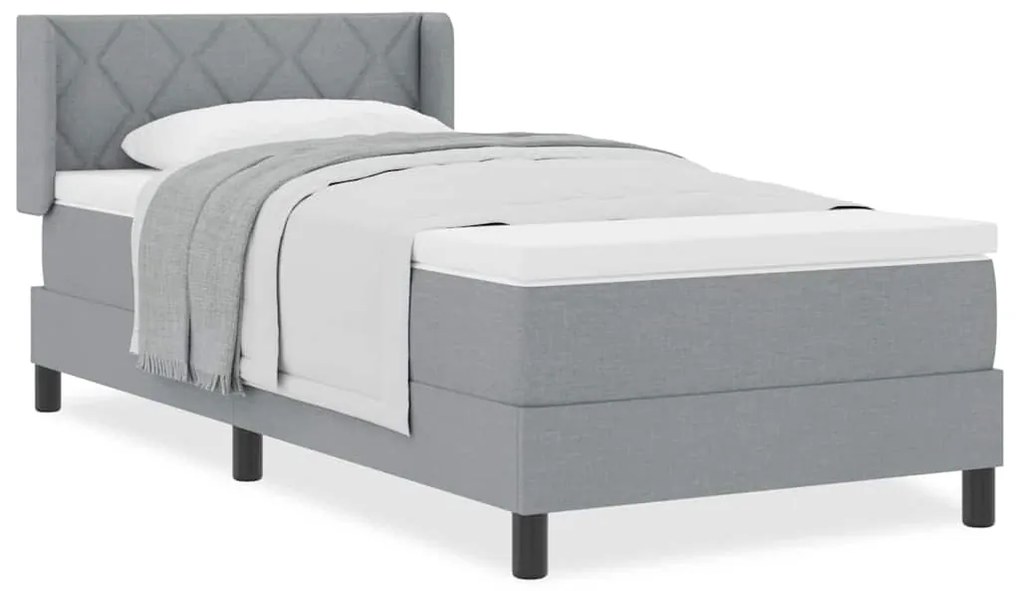 Cama Box com Colchão Cinza Claro 90 x 200 cm Tecido