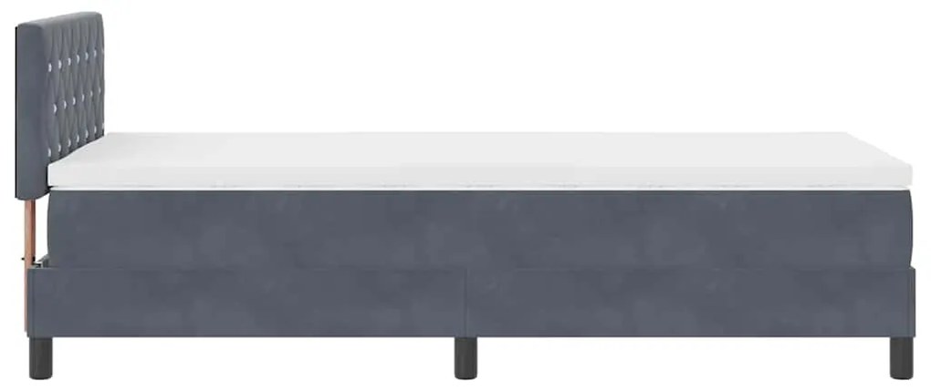 Cama Box com Colchão &amp; LED VidaXL Cinza Escuro 100x200 cm Veludo