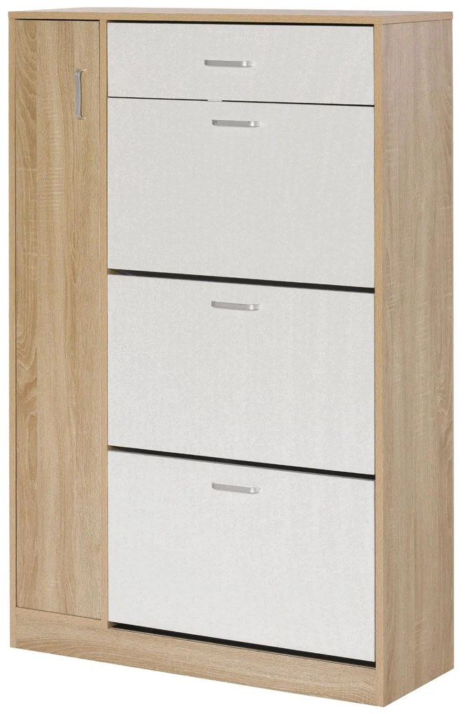 HOMCOM Sapateira 3 Portas para 18-27 Pares Sapatos Gaveta Armário Entrada Dormitório 84x30x132 cm Madeira