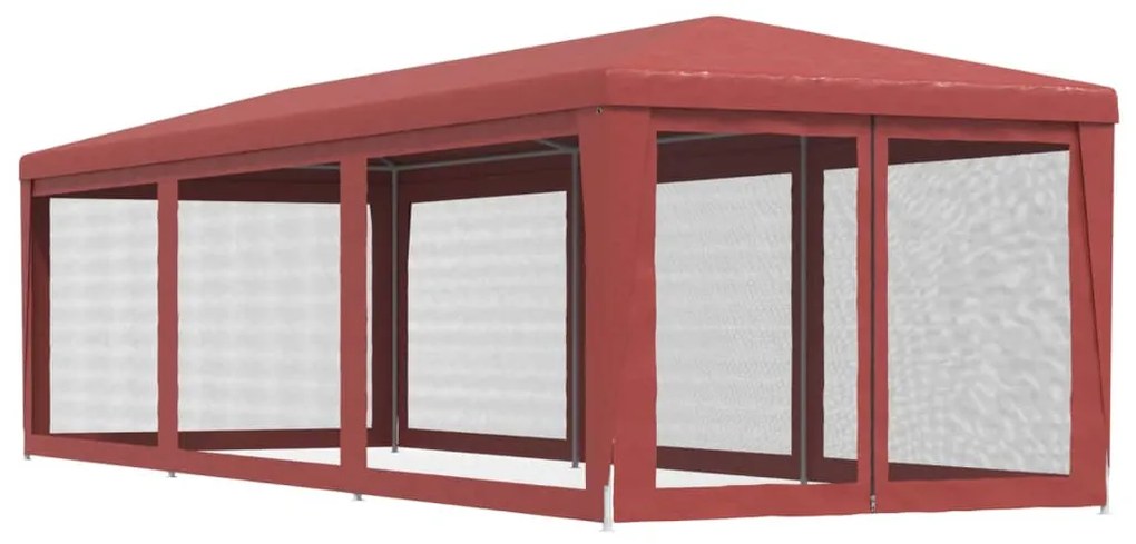 Tenda p/ festas c/ 8 paredes laterais rede 3x9 m PEAD vermelho