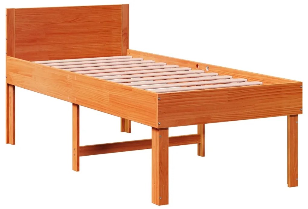 Cama sem colchão 90x200 cm pinho maciço castanho-mel