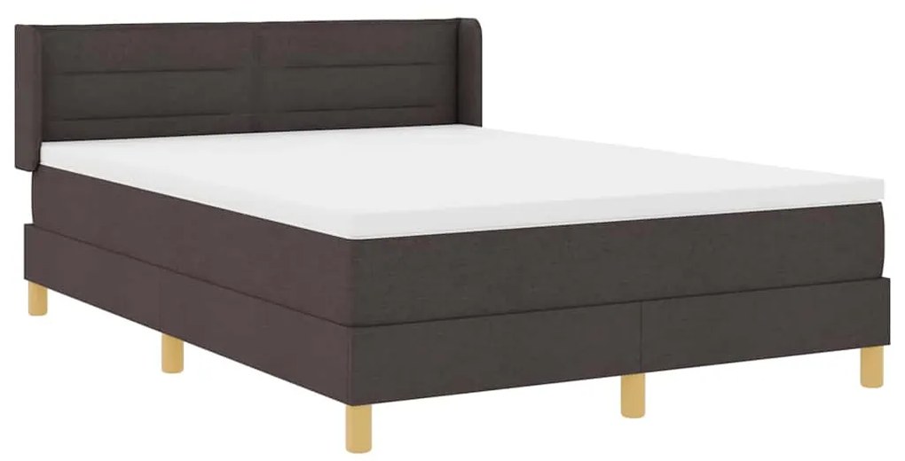 Cama Box Marrom Escuro e Branco 140 x 190 cm Tecido