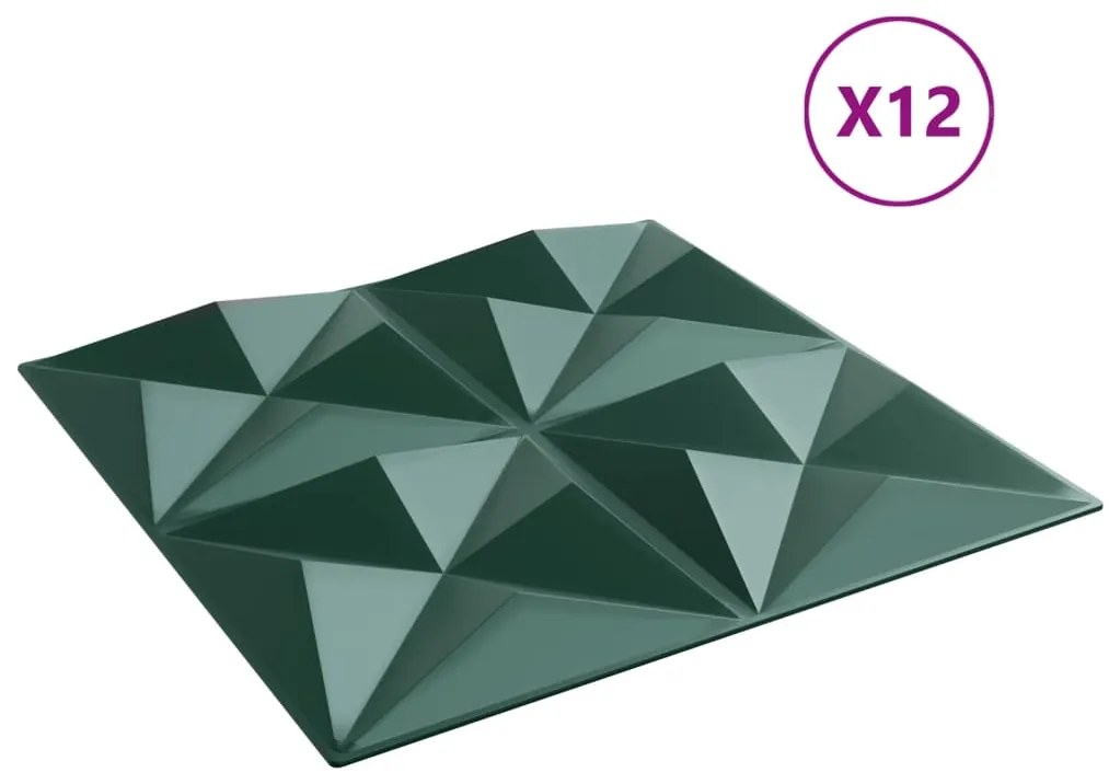 Painéis de parede 12 pcs 50x50 cm 3 m² XPS origami verde