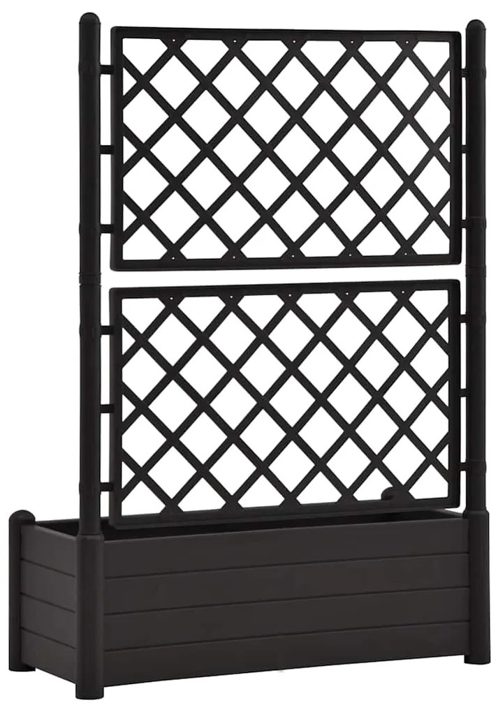 Vaso/floreira de jardim com treliça 100x43x142 cm PP antracite