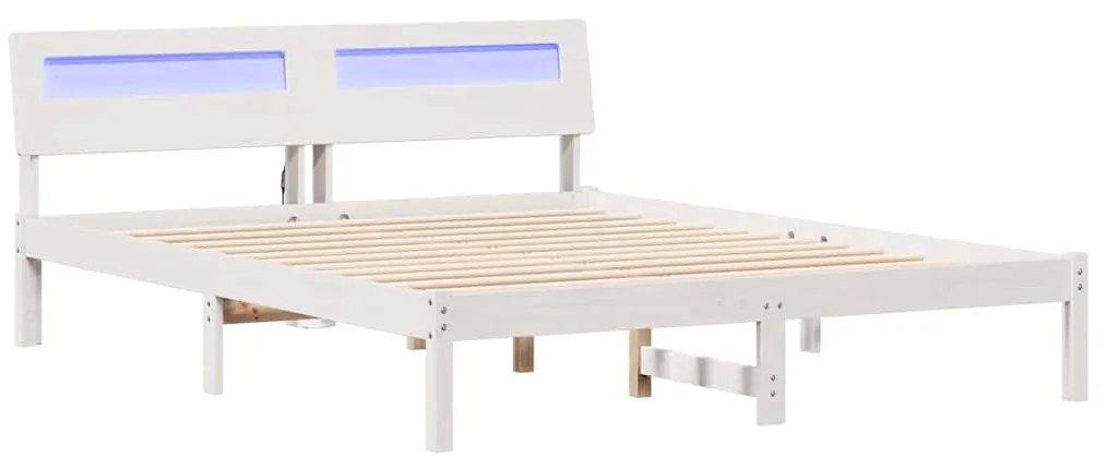 Estrutura da Cama com luzes de tira LED com cabeceira Branco 160 x 200