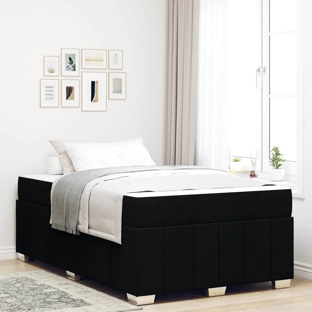 vidaXL Estrutura da Cama com colchão Preto 120 x 200 cm tecido