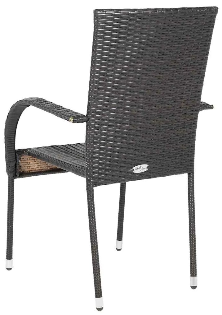 Cadeiras de exterior empilháveis 2 pcs vime PE castanho
