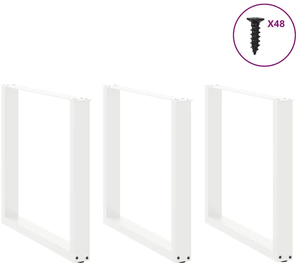 Pés para mesa de jantar em formato de U, 3 peças, branco, 90x (72-73)