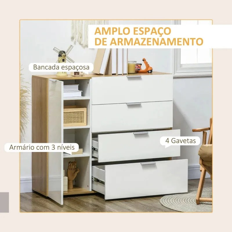 Aparador Darte com 4 Gavetas e 1 Porta - Design Moderno