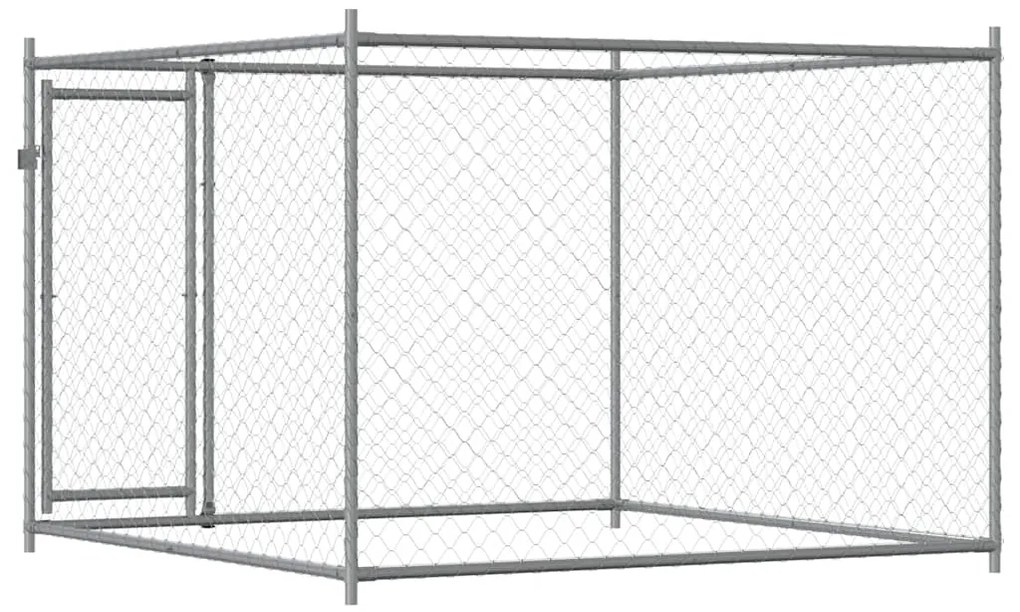 Jaula para cão com porta 2x2x1,5 m aço galvanizado cinzento