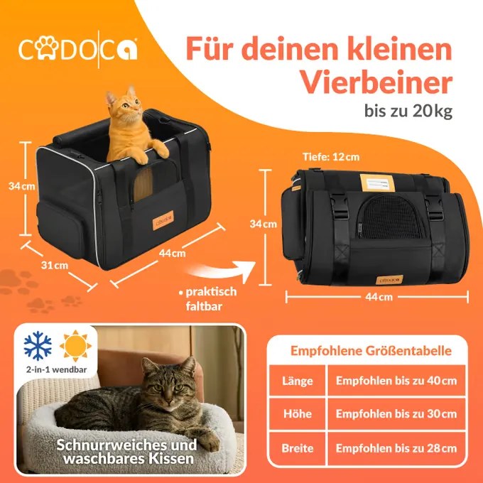Caixa de transporte para gatos 44 x 34 x 31cm até 20kg antracite