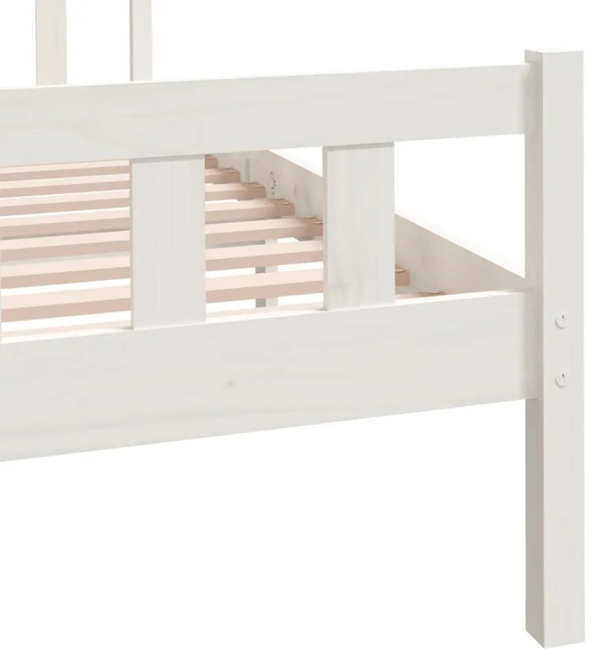 Estrutura de cama 140x190 cm madeira maciça branco