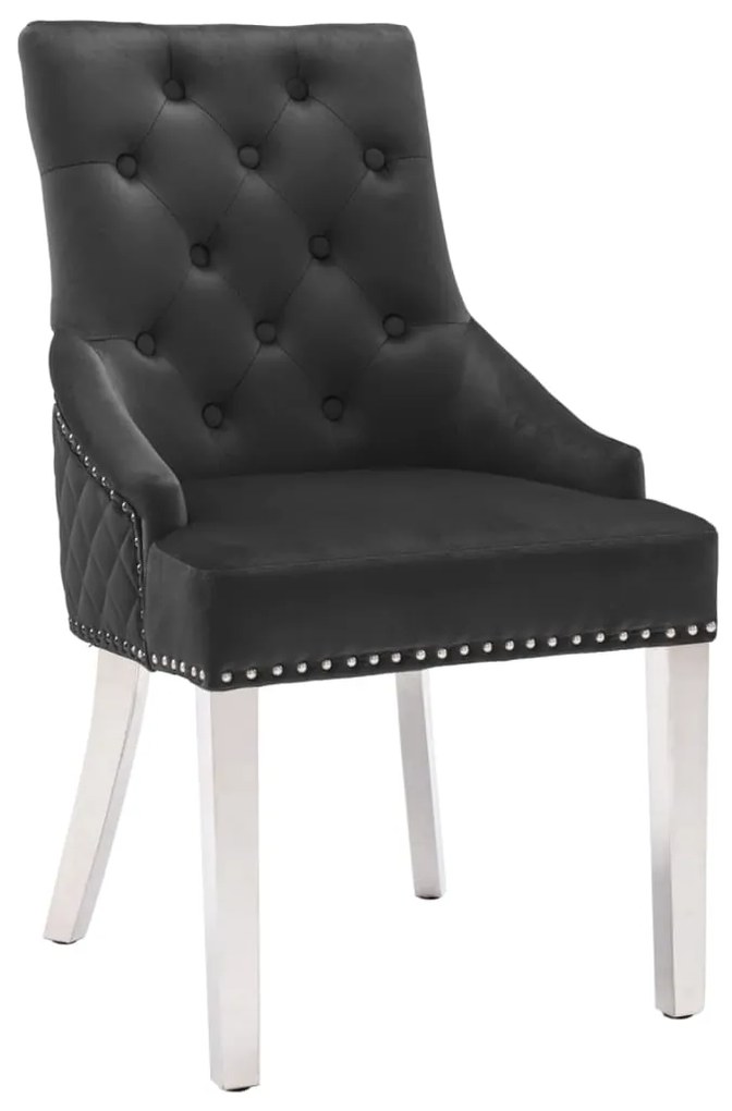 vidaXL Cadeira de jantar veludo preto