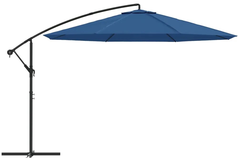Guarda-sol de jardim cantilever c/ poste alumínio 350 cm azul