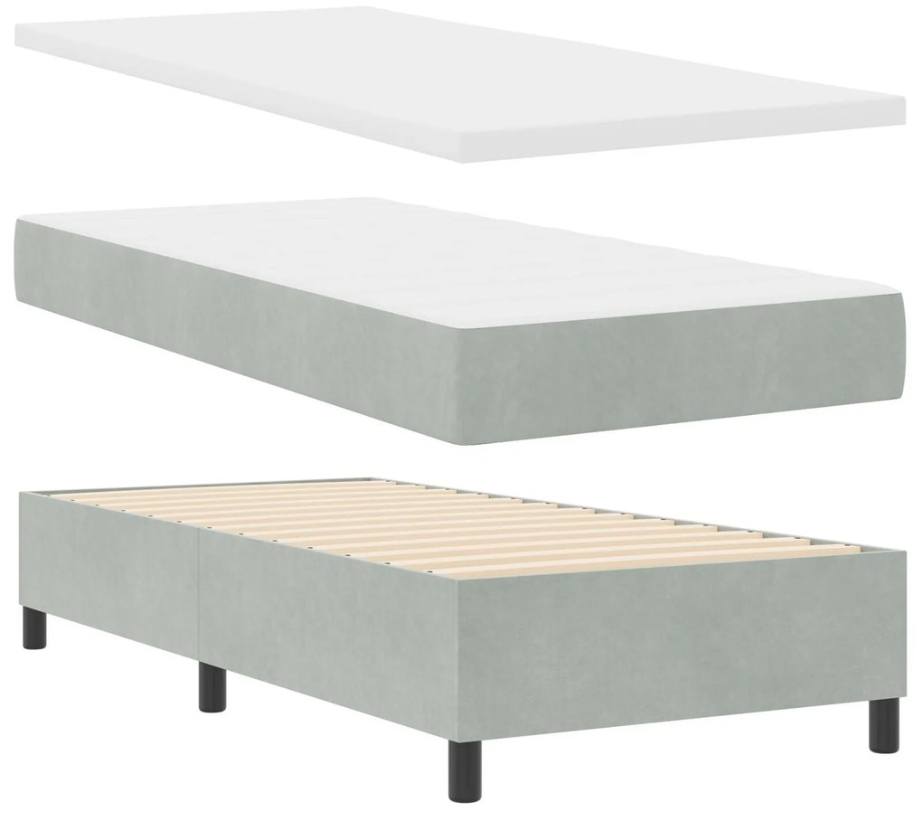 Cama Box Spring com Colchão vidaXL Cinza Claro 90x200 cm Veludo