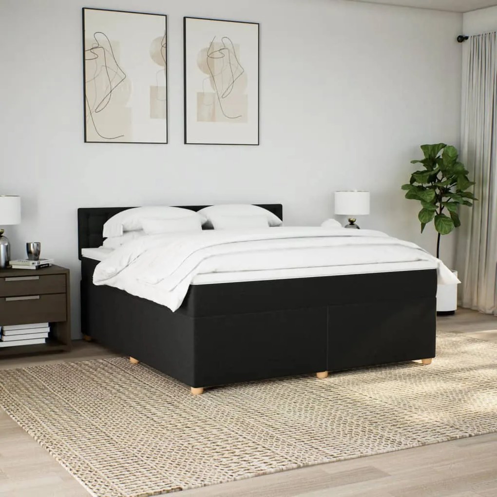Cama com molas/colchão 180x200 cm tecido preto