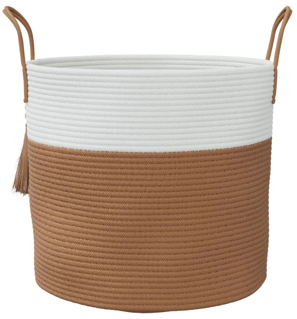 Cesto de arrumação Ø40x35 cm algodão castanho e branco