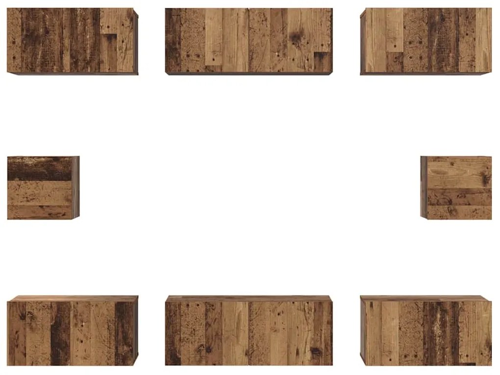 Conjunto de Estantes para TV 8 pcs Madeira antiga