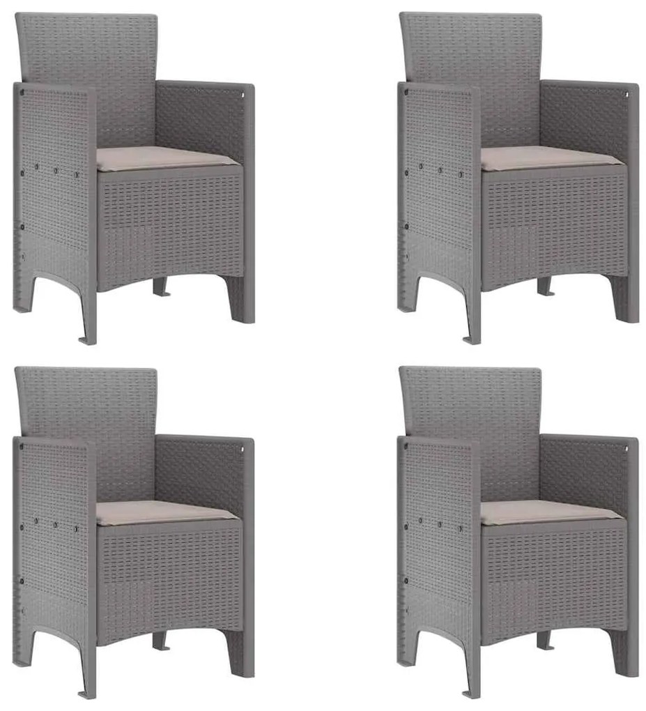 Cadeiras de Jardim com Almofadas 4 pcs Cinzento-claro