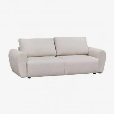 Sofá-cama De 3 Lugares Em Tecido Bouclé Ohio Bouclé Creme Bege - Sklum