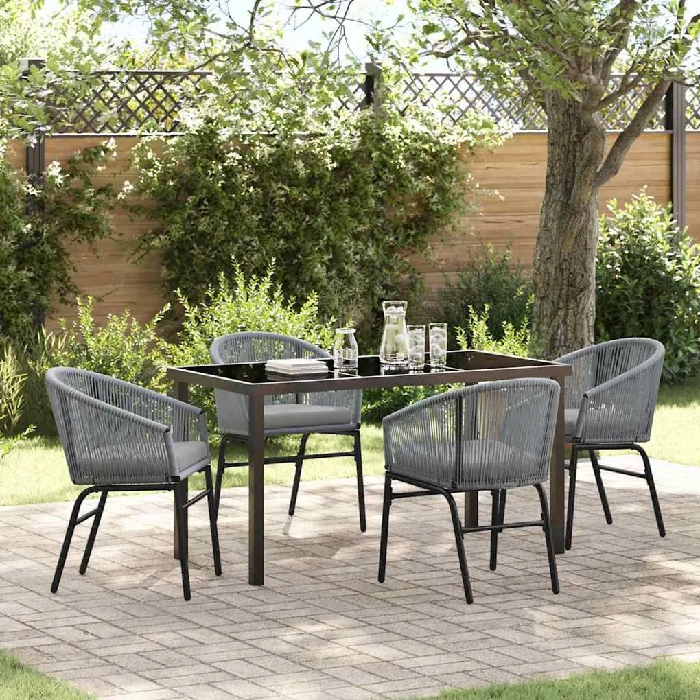 vidaXL Conjunto de Jantar de Jardim com 5 Peças em Rattan Poli Cinza
