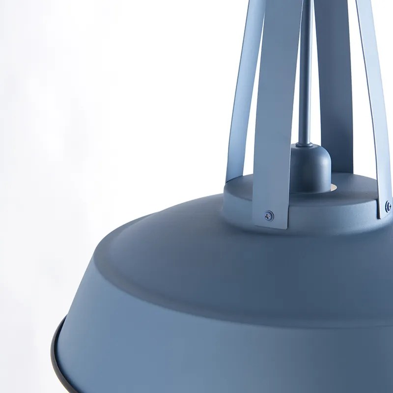 Candeeiro suspenso vintage azul redondo 43cm - Living Moderno