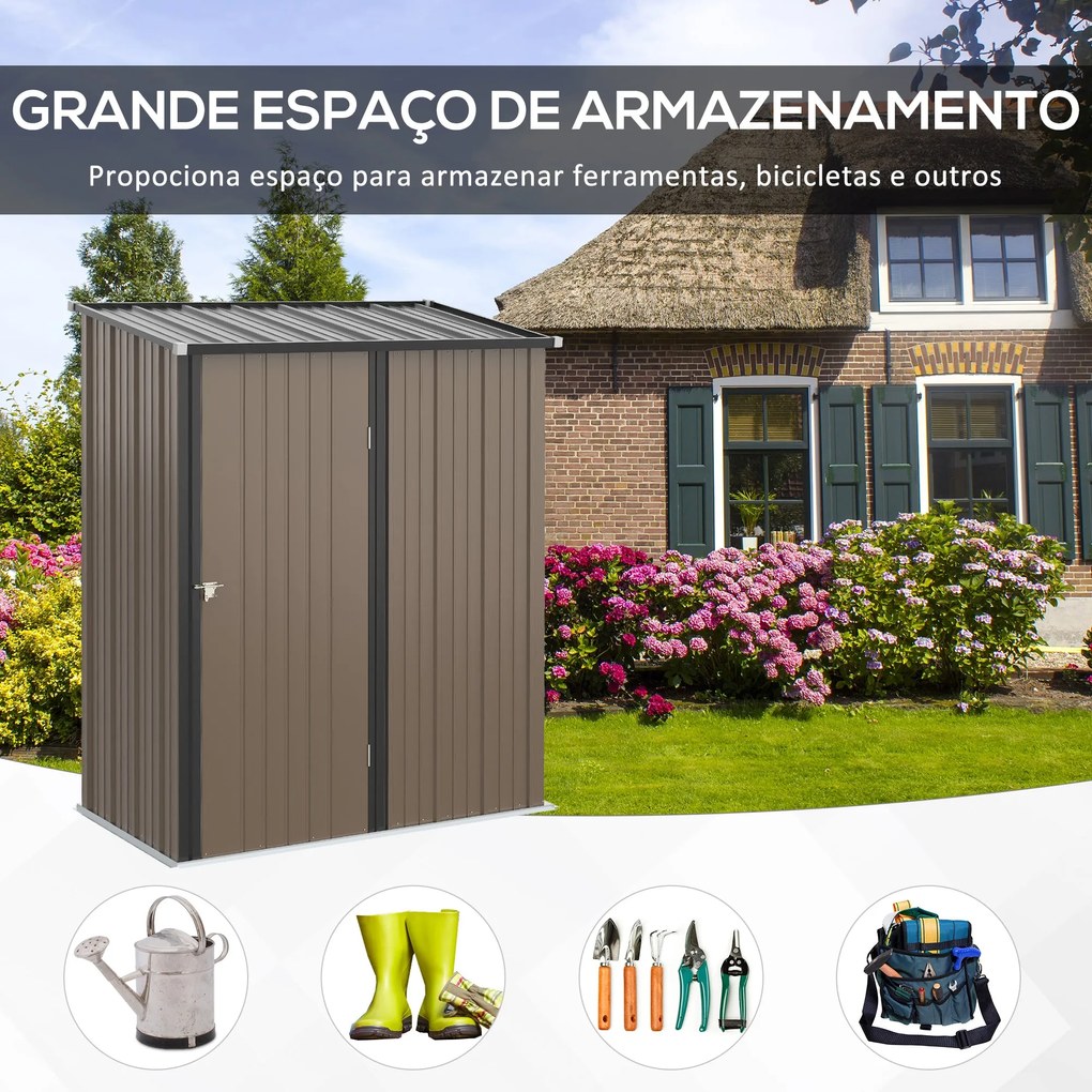 Outsunny Abrigo de Jardim 1,34m² 161,5x94,5x196cm Abrigo de Exterior d