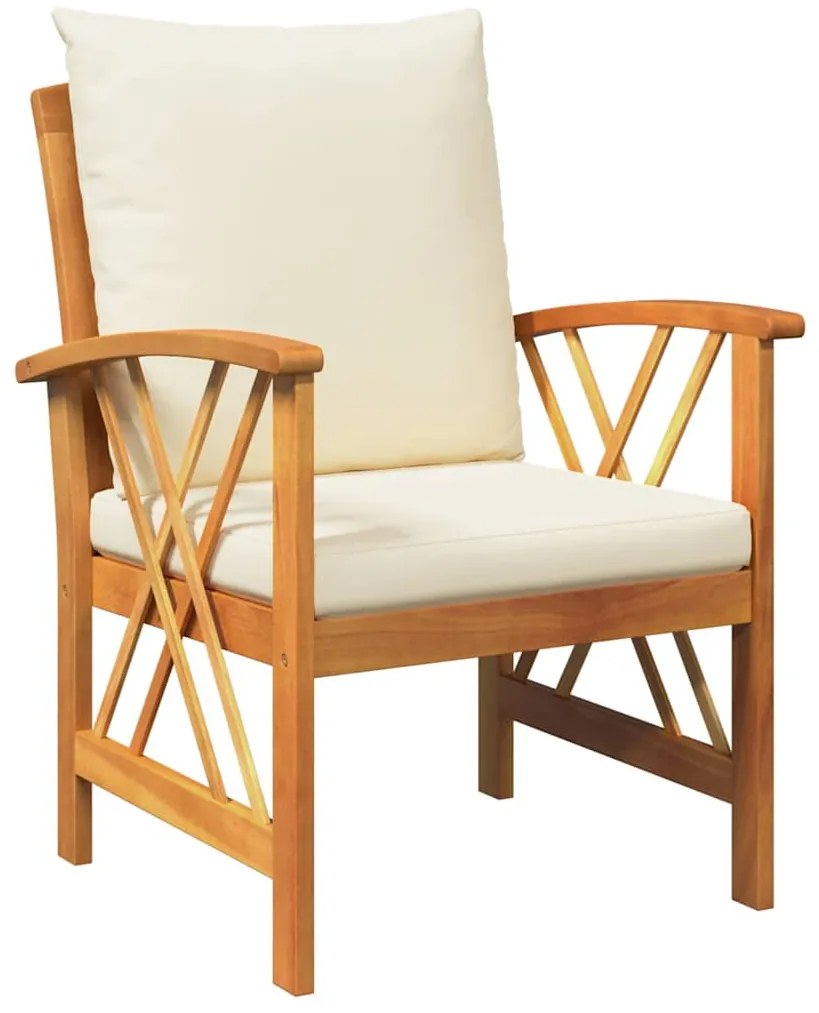 Conjunto de Lounge de Jardim de 3 Peças com Almofadas em Madeira de Ac