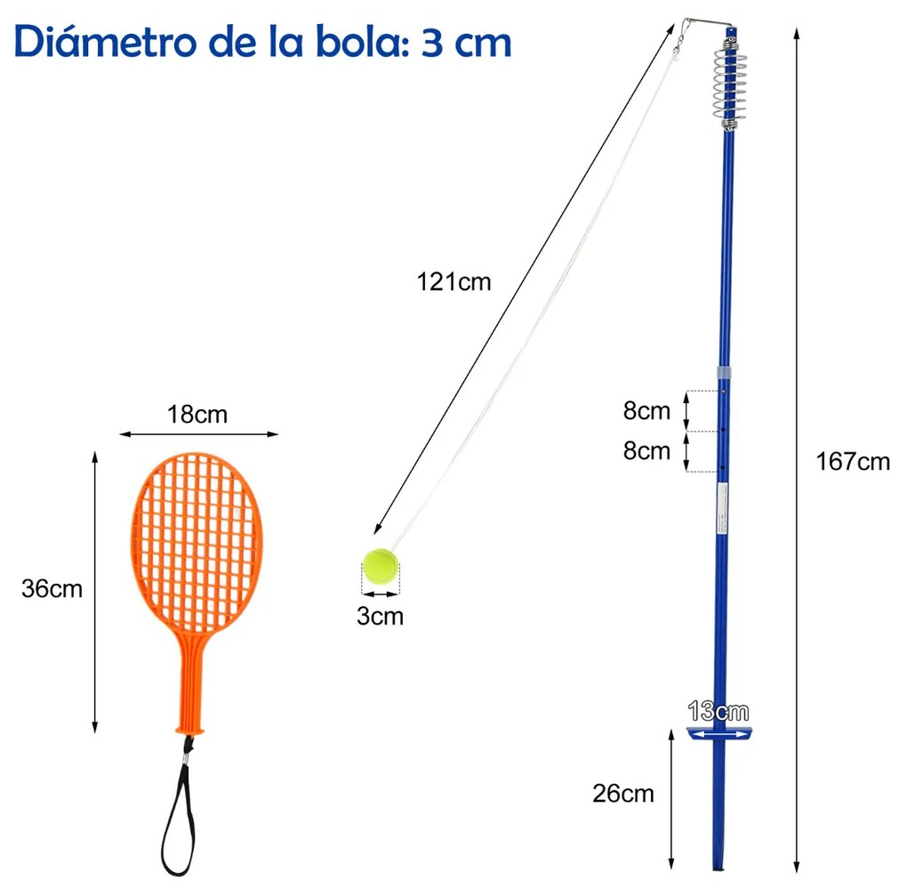 Conjunto de treino portátil de ténis solo 2 raquetes com braço giratório espiral ajustável em altura para Jardim praia