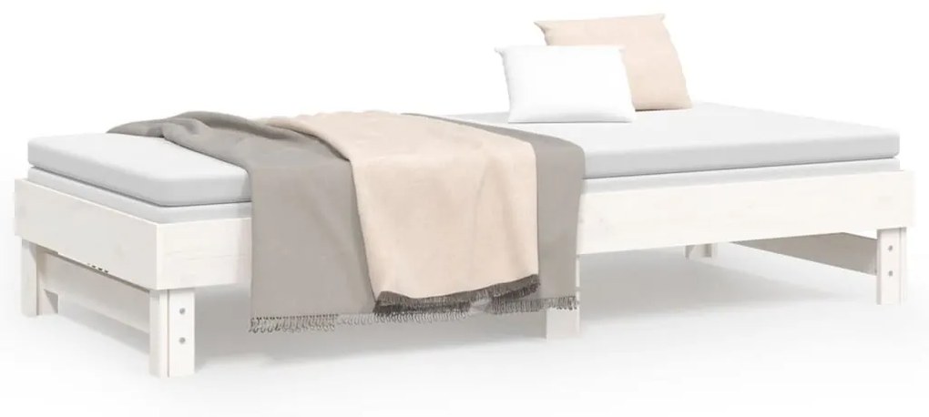 Sofá-cama de puxar 2x(80x200) cm pinho maciço branco