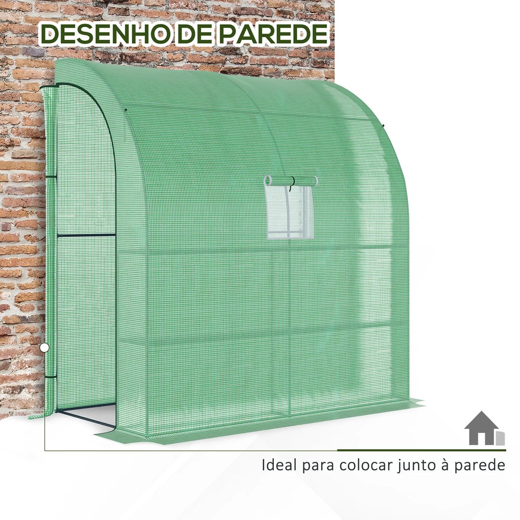 Estufa Pequena Estufa de Exterior com Janelas Prateleiras de 3 Níveis Estufa para Cultivo de Plantas Flores 200x100x215 cm Verde