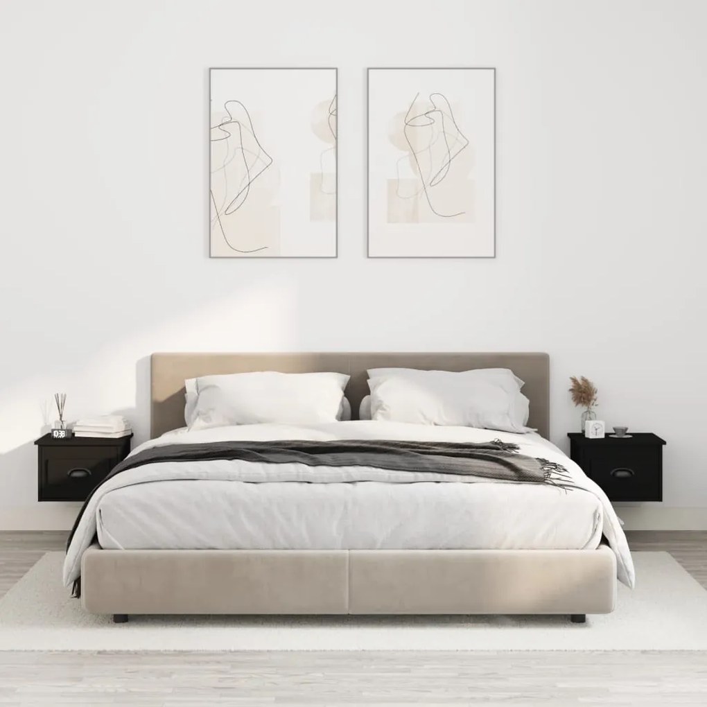 vidaXL Mesas de cabeceira de parede 2 pcs 41,5x36x28 cm preto
