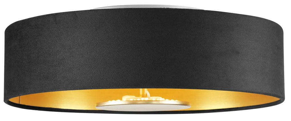 Plafon moderno preto com interior dourado incluindo LED regulável em 3 níveis - Bredow Moderno