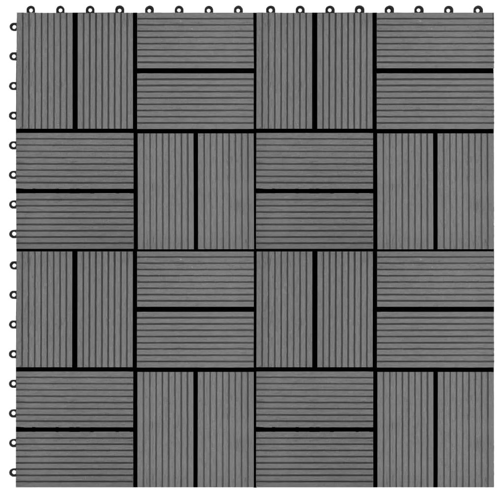 Ladrilhos de pavimento 11 pcs WPC 1m² 30x30 cm cinzento