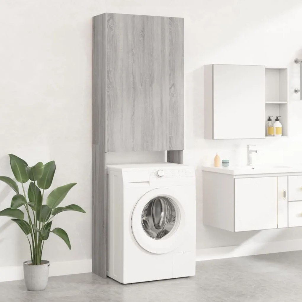 Armário máquina de lavar roupa 64x25,5x190 cm sonoma cinza