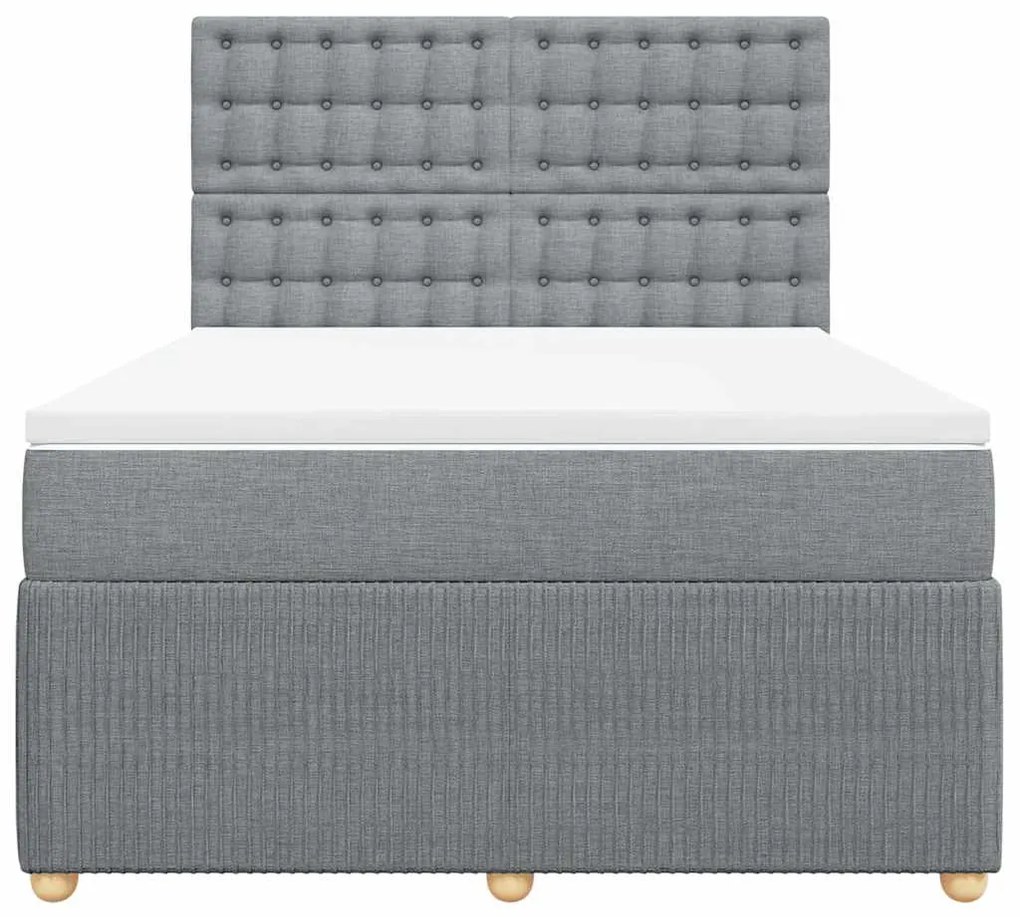 Cama com molas/colchão 160x200 cm tecido cinzento-claro