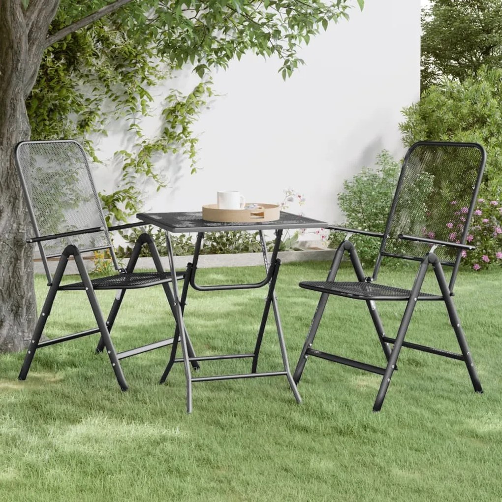 317344 vidaXL Mesa de jardim 60x60x72 cm malha metal expandido antracite