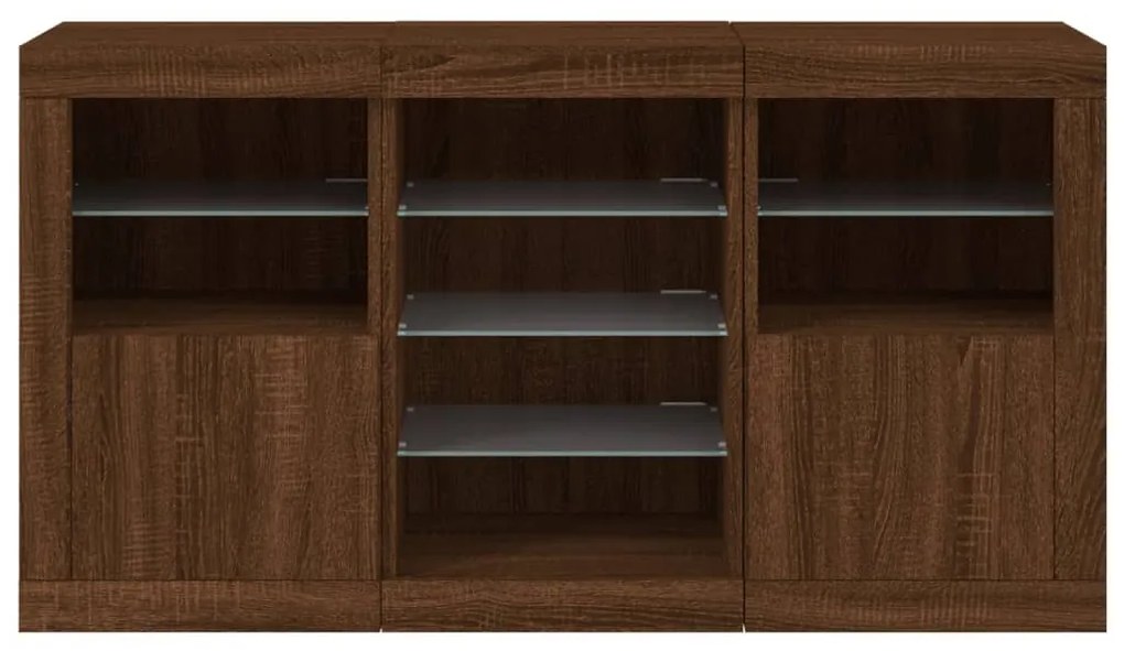 Aparador com luzes LED 123x37x67 cm carvalho castanho