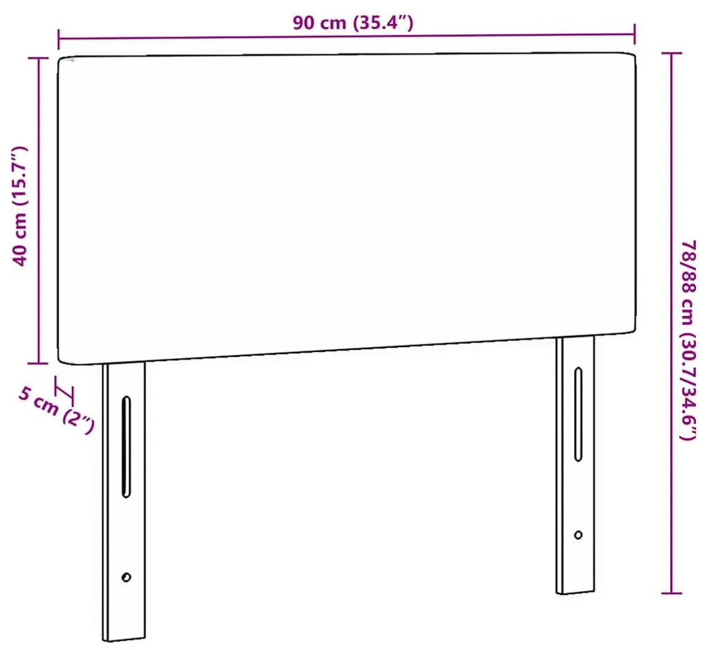 Cabeceira vidaXL Design Simples Cinza Claro 90 cm em Tecido de Corduro