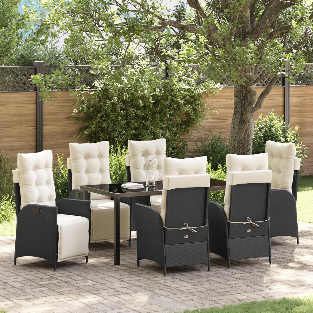 vidaXL Conjunto de Jantar de Jardim de 7 Peças Preto em Rattan