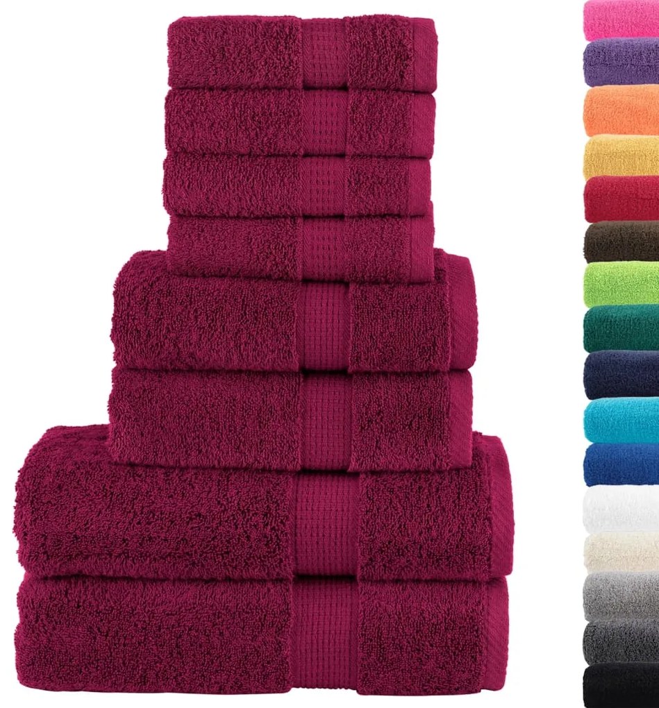 8 pcs Conjunto de toalhas premium SOLUND 600 gsm bordô